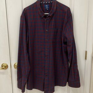 GEORGE slim fit button down long sleeve plaid shirt